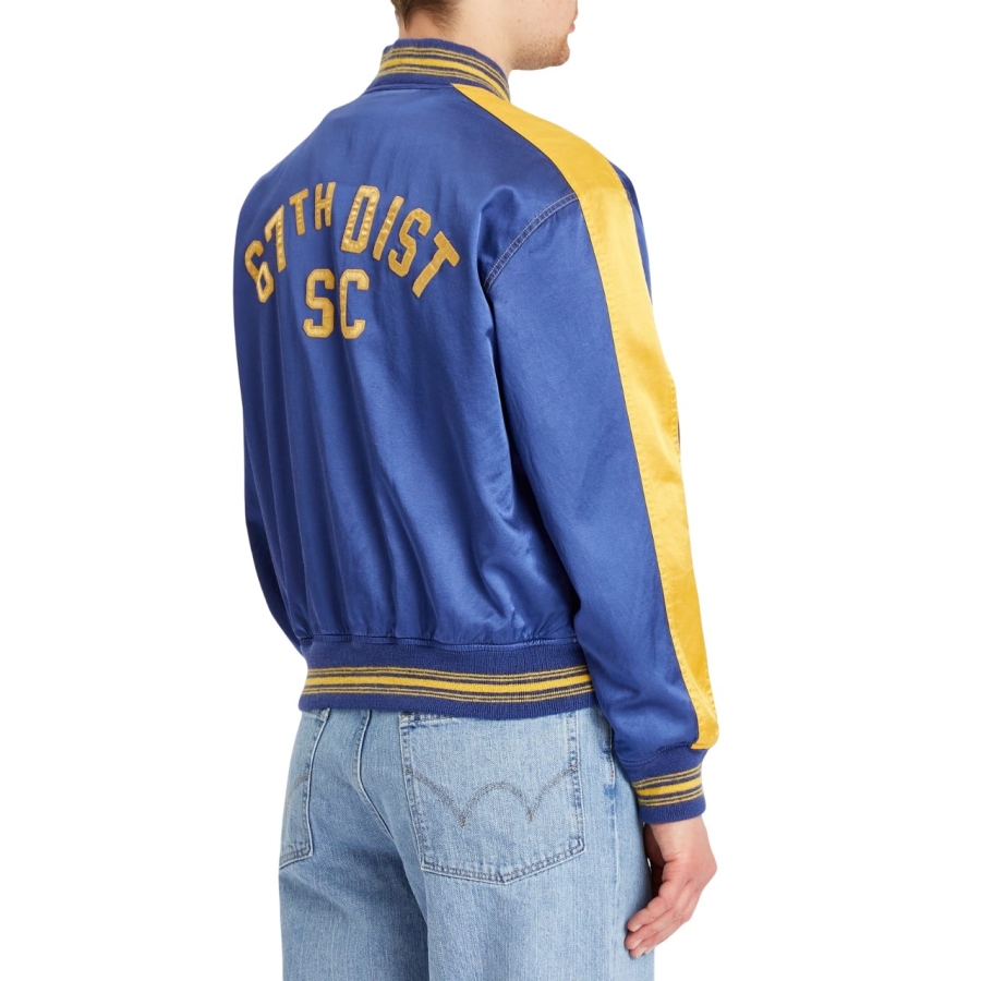 Surf Theme Letterman Lined Bomber Jacket
