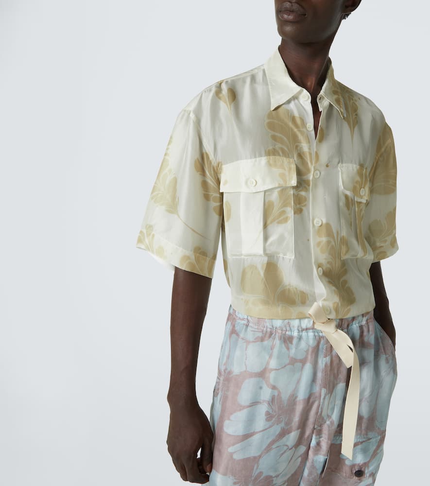 Printed silk bowling shirt