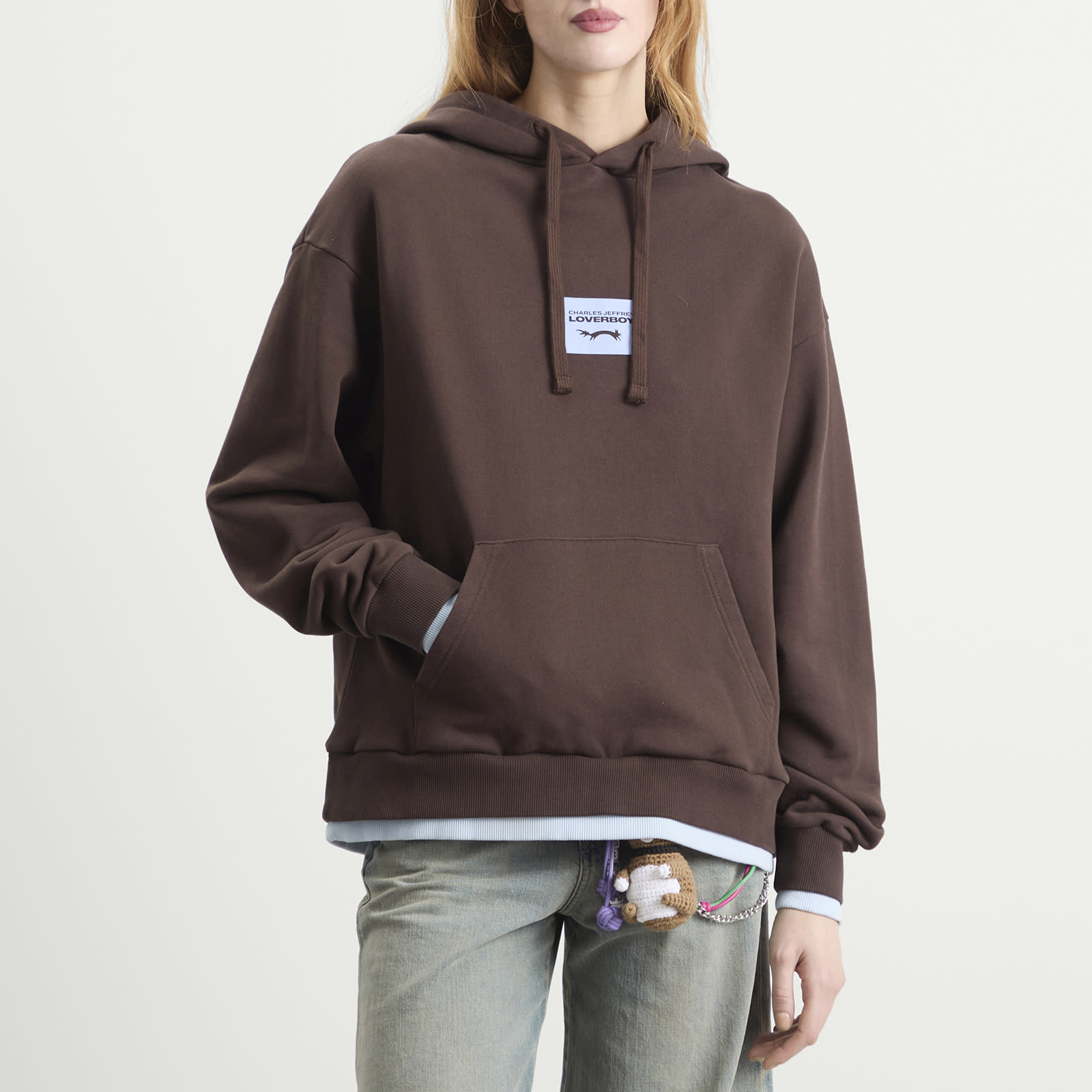 Women's Rabbit Ears Hoodie in Brown/Light Blue