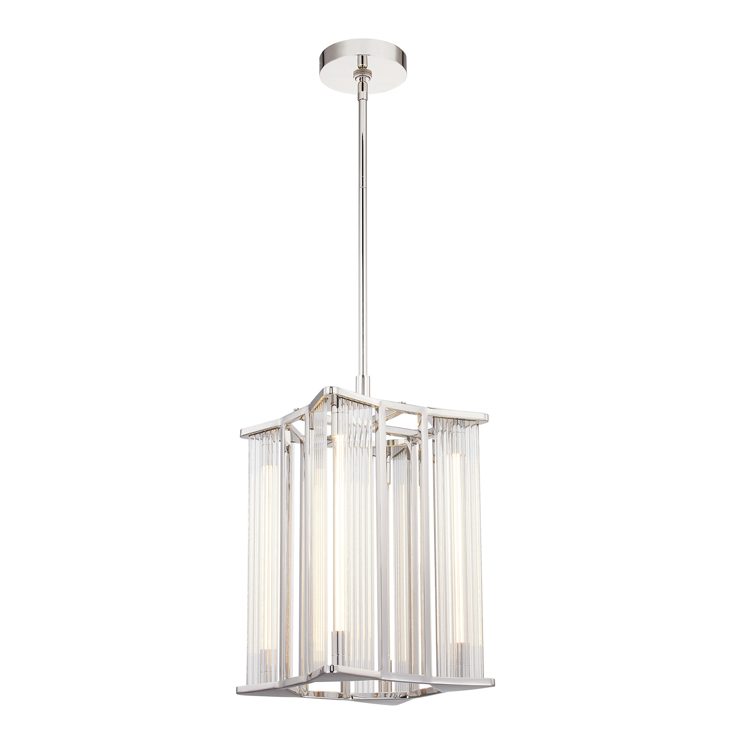 Polished Nickel Ribbed Glass LED Pendant from the Sabre Collection