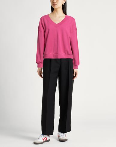 Woman Sweatshirt Fuchsia Size L Cotton, Elastane