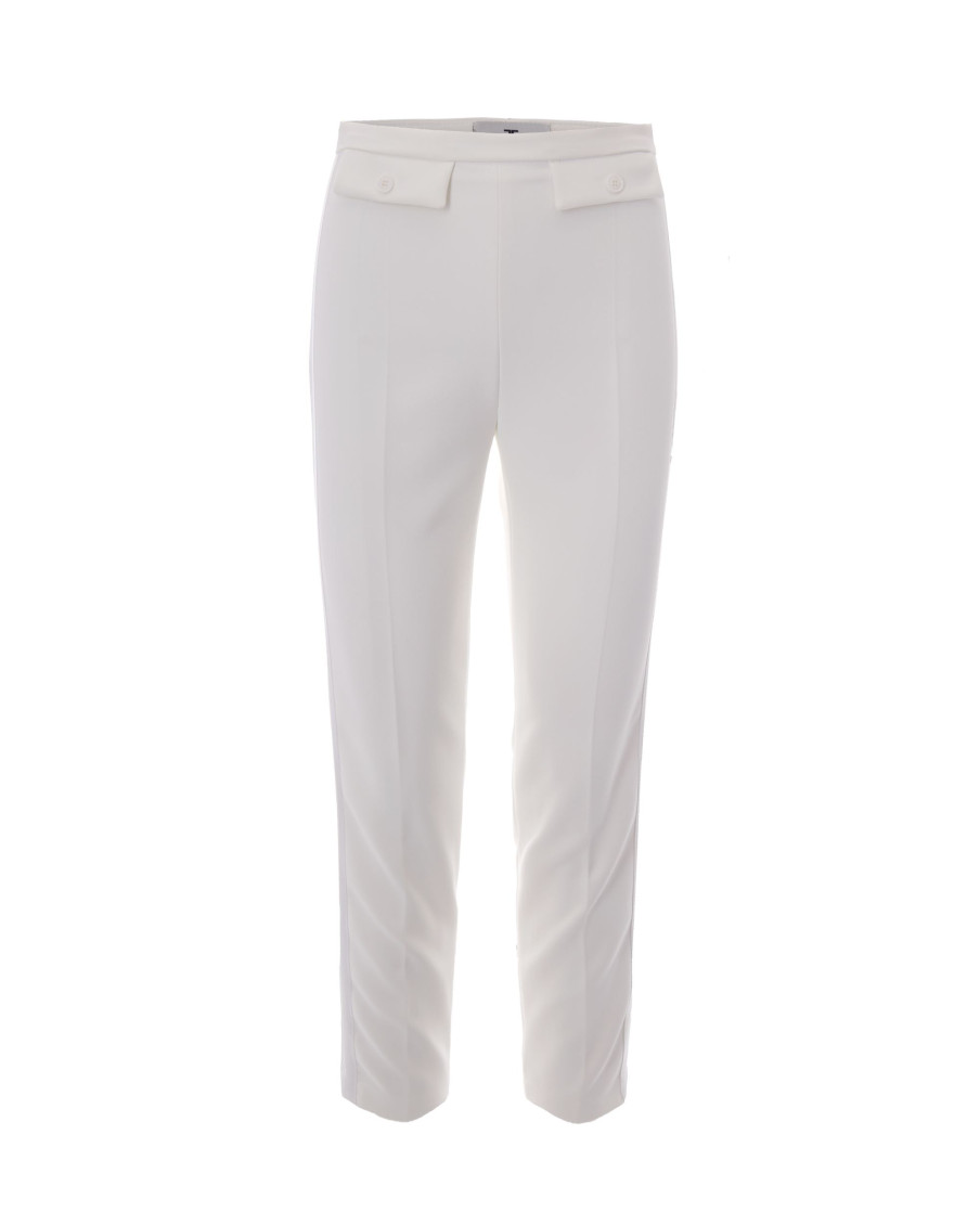 White Slim Flat Front Pants
