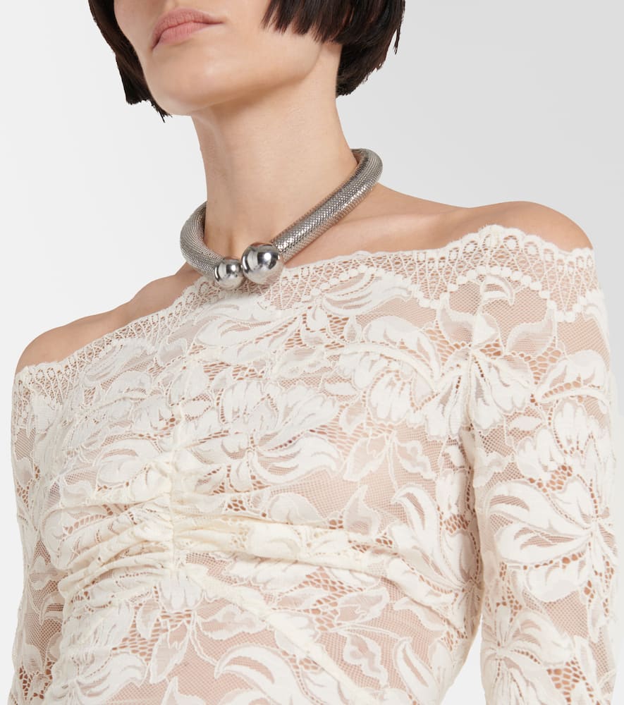 Off-shoulder lace maxi dress