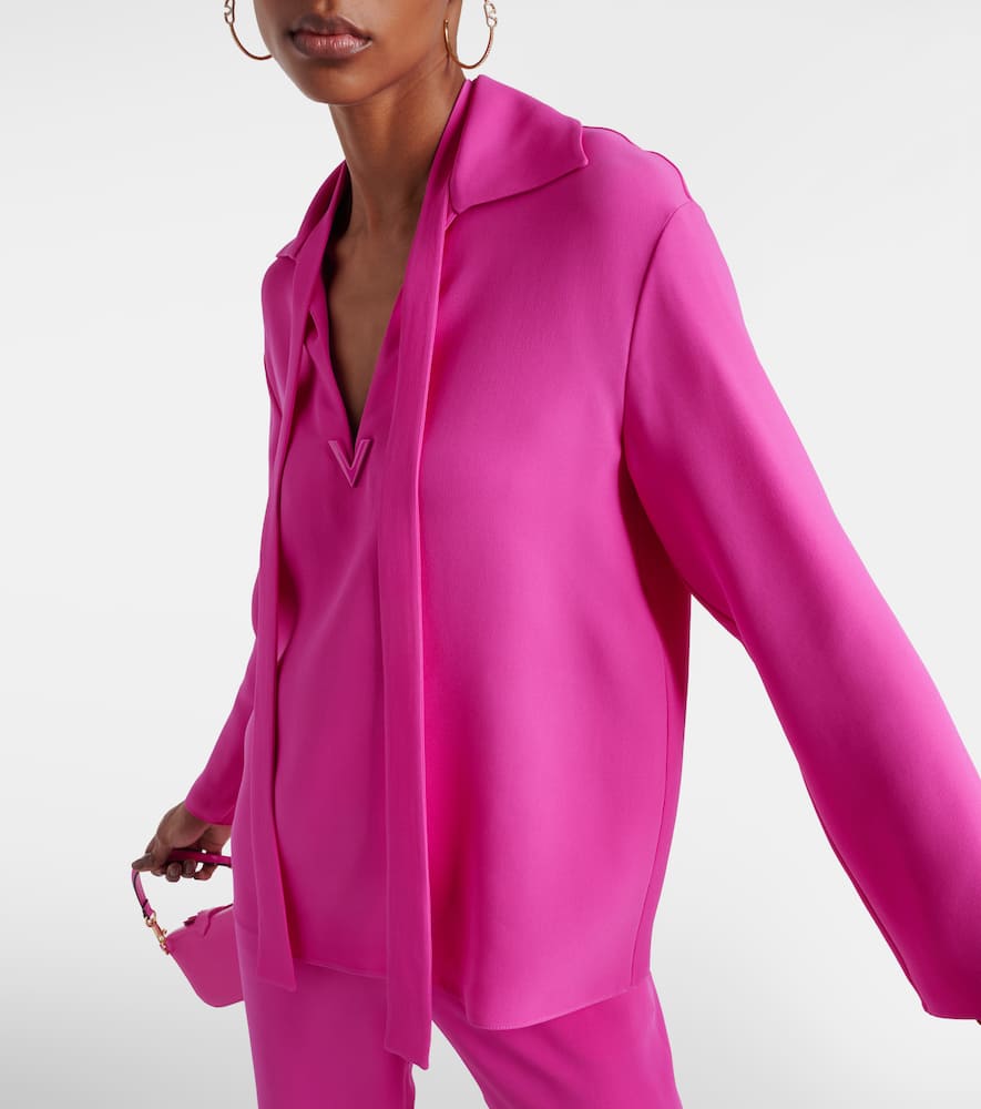 VGold tie-neck blouse