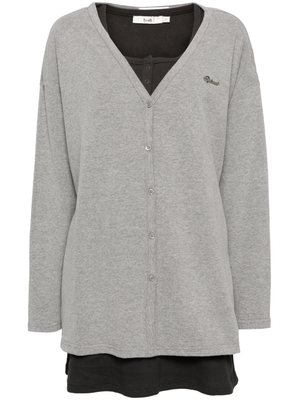 Layered button-up cardigan - Grey
