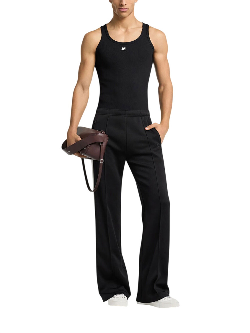 Black Knitted Scoop Neck Top