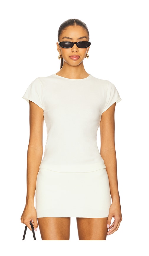 Frankies Bikinis Baylee Cloud Knit Tee in Soft Vanilla in Ivory. -  XS also in
