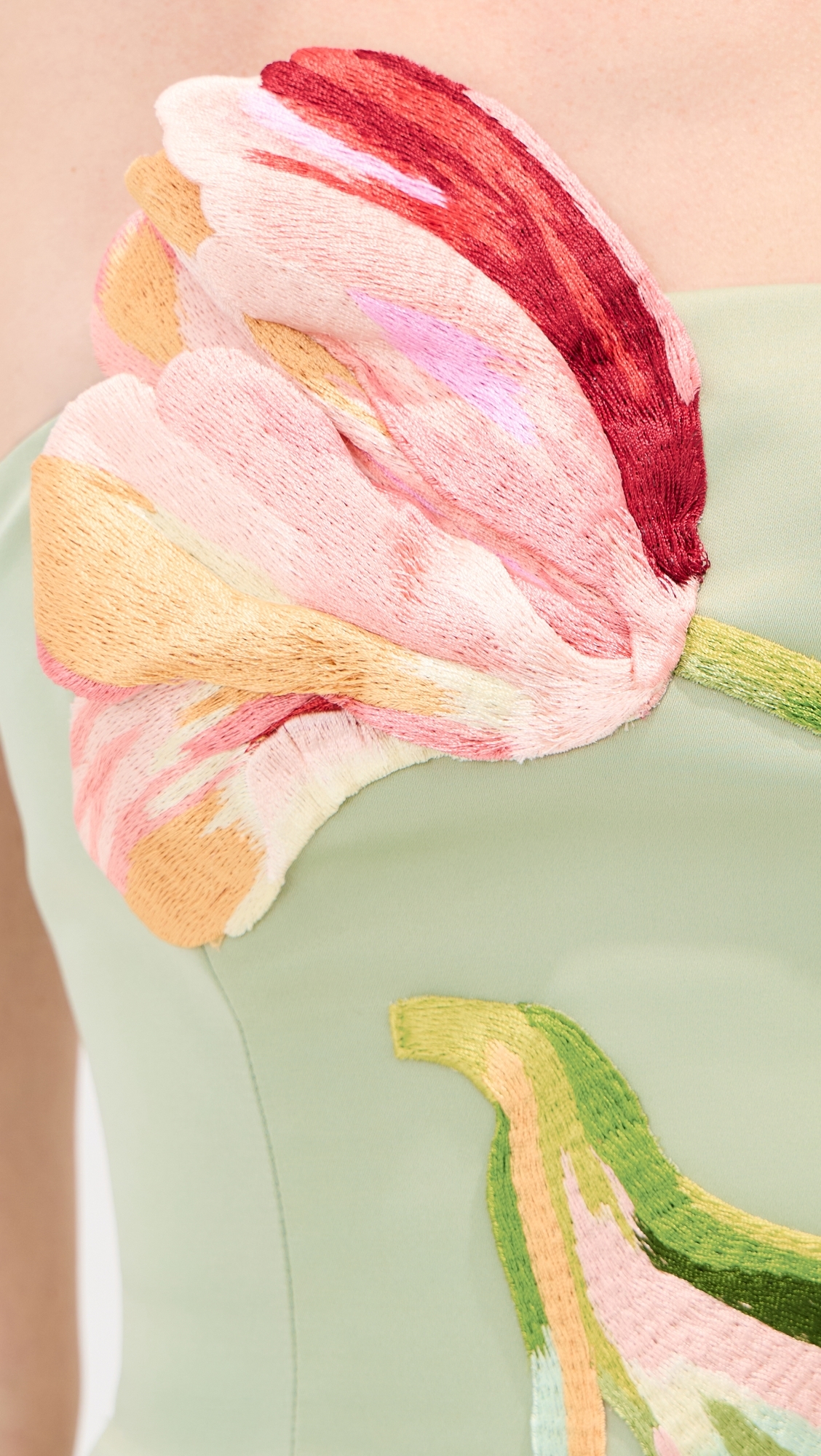 Roselle Bustier Mini Dress Tulip Print in Green