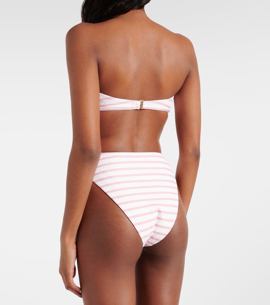 Rose floral-appliqué bandeau bikini top