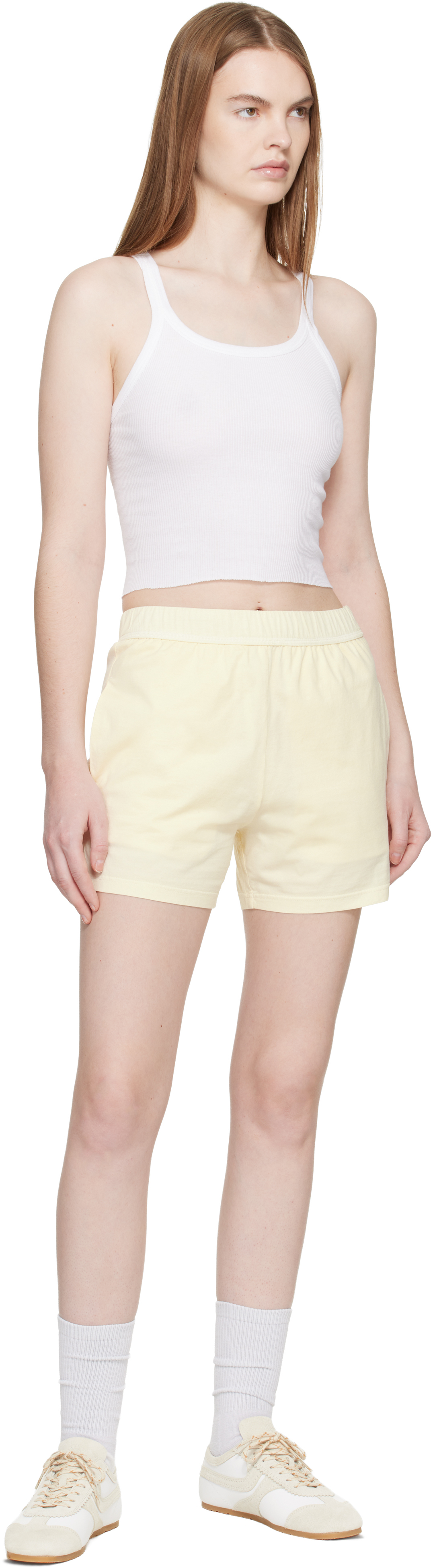 Yellow Jersey Cotton Shorts