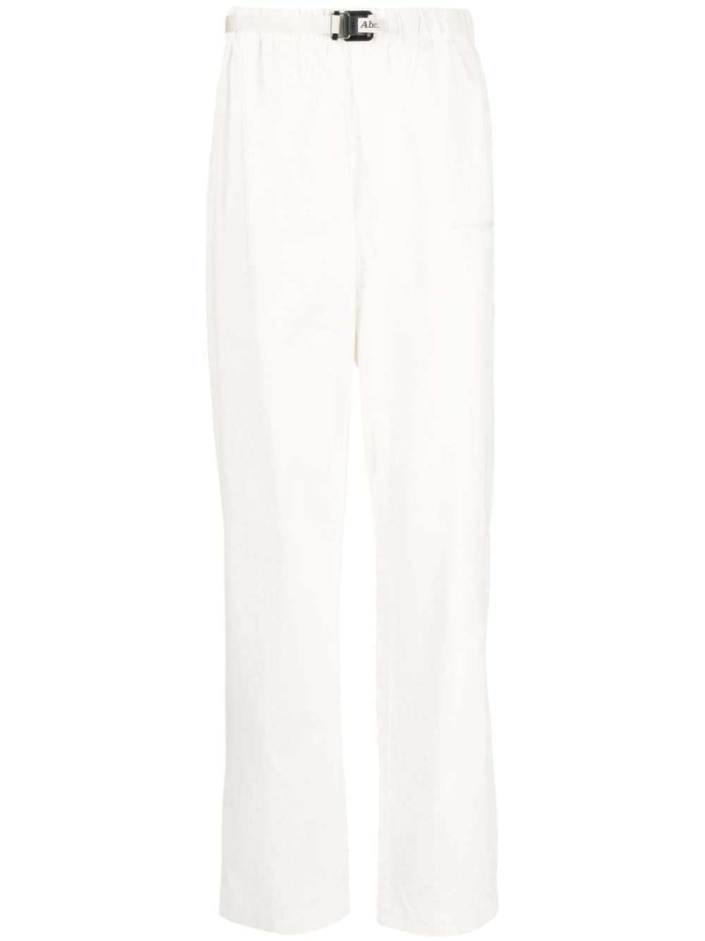Logo-embroidered cotton work trousers - White