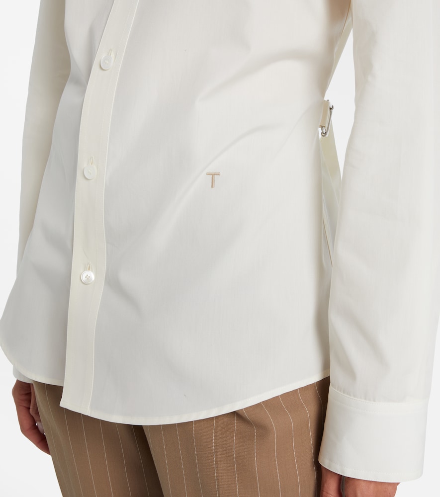 Belted cotton poplin shirt