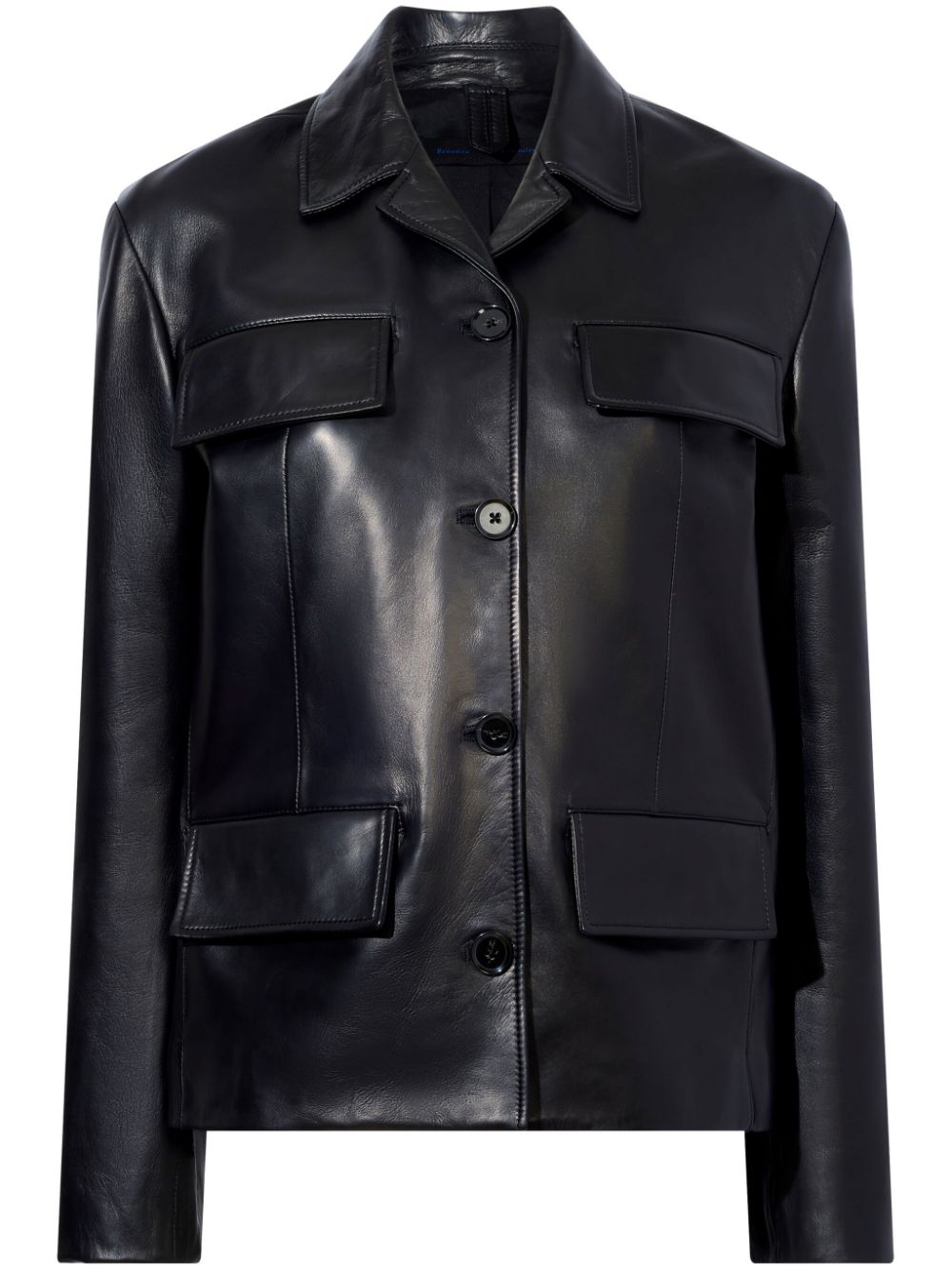 Roos button-up leather jacket - Black