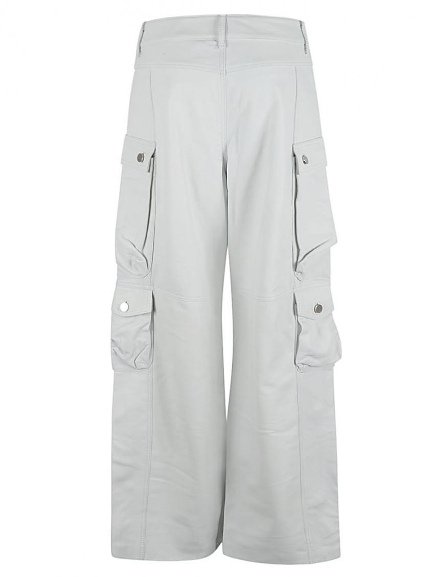 White Leather cargo pants