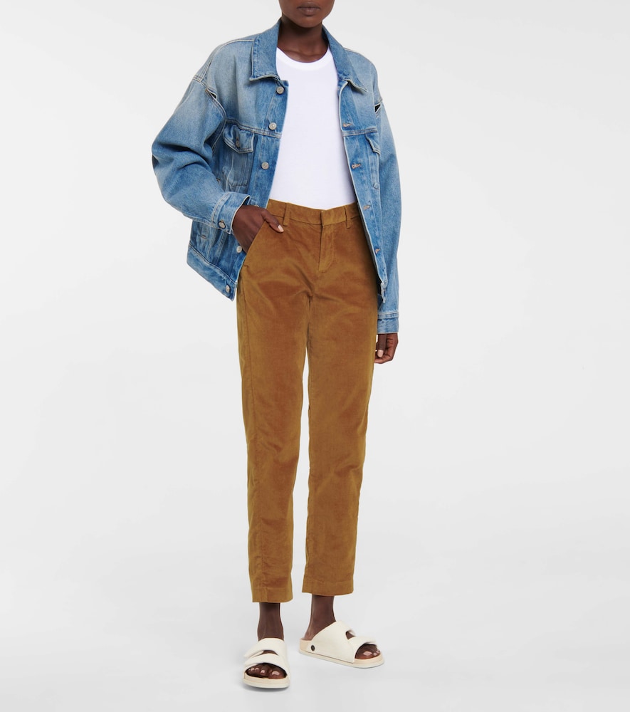 7 For All Mankind High-rise cotton-blend velvet pants
