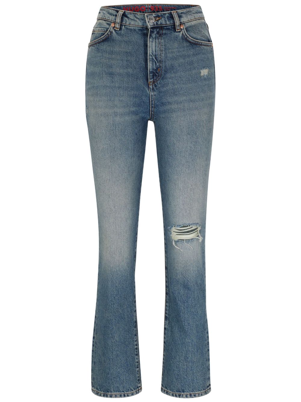 HUGO logo-patch cotton tapered jeans - Blue