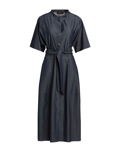 Woman Midi dress Blue Size 6 Cotton, Polyester, Elastane