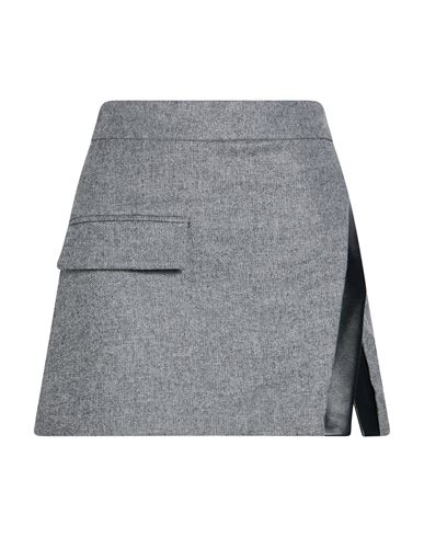 Woman Mini skirt Grey Size 8 Wool, Polyester, Viscose, Elastane, Leather