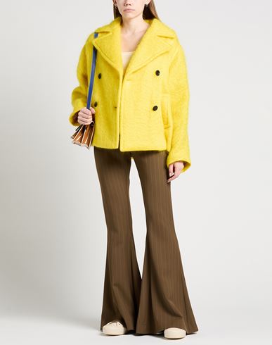 Woman Coat Yellow Size 2 Mohair wool, Wool, Polyamide