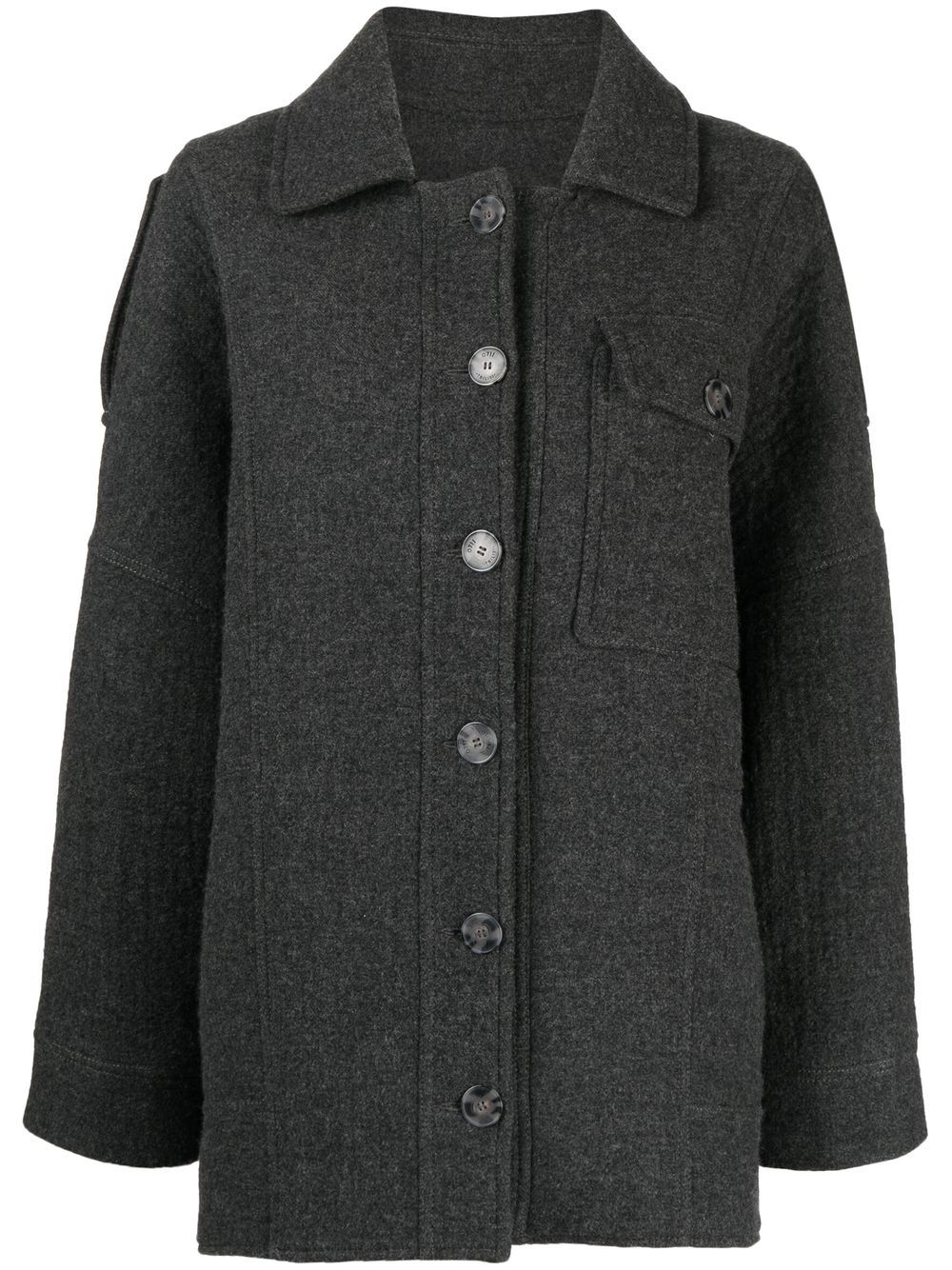 Oversized wool-blend shirt jacket - STONE