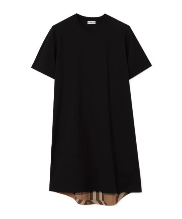 Check Panel Cotton T-shirt Dress