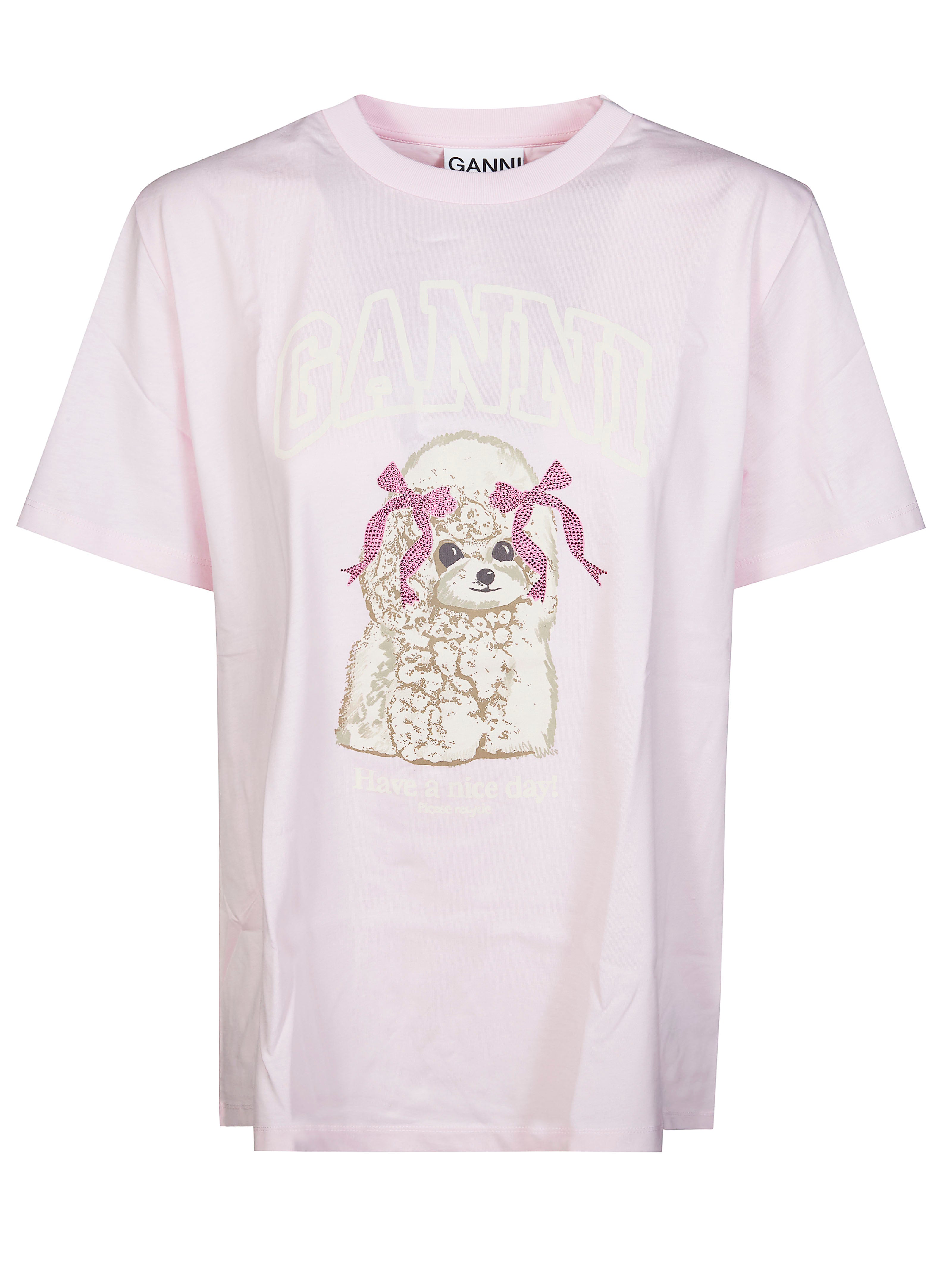 Women's Short-Sleeve T-Shirt with Puppy Graphic Print