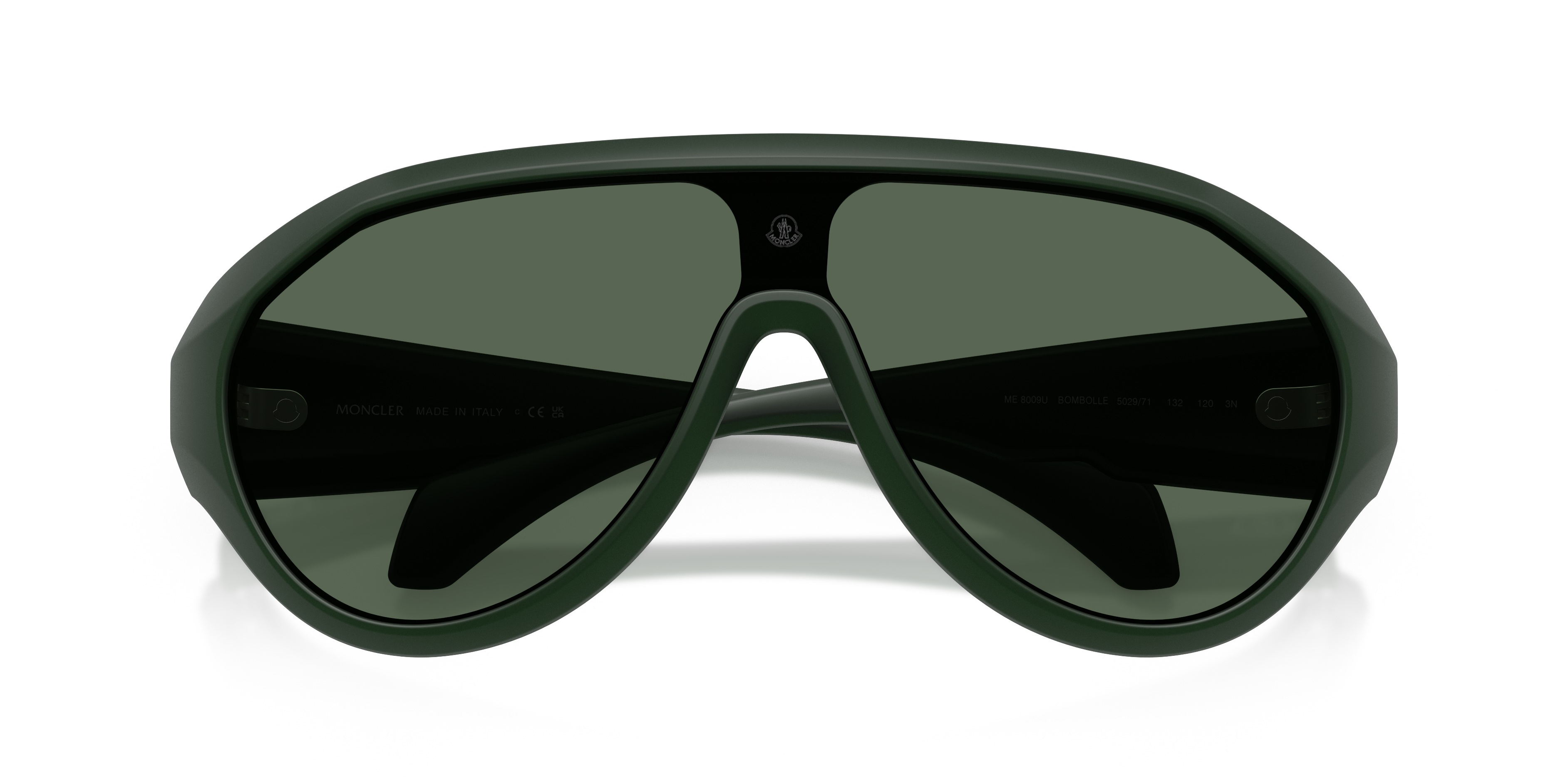 Moncler Unisex Moncler ME8009U BOMBOLLE 502971 Sunglasses Injected Green Green Round Norma