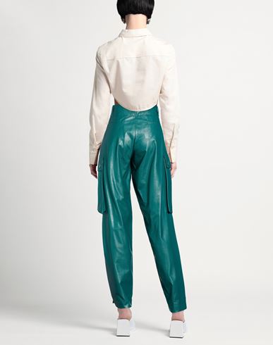 Woman Pants Dark green Size 6 Polyurethane, Viscose