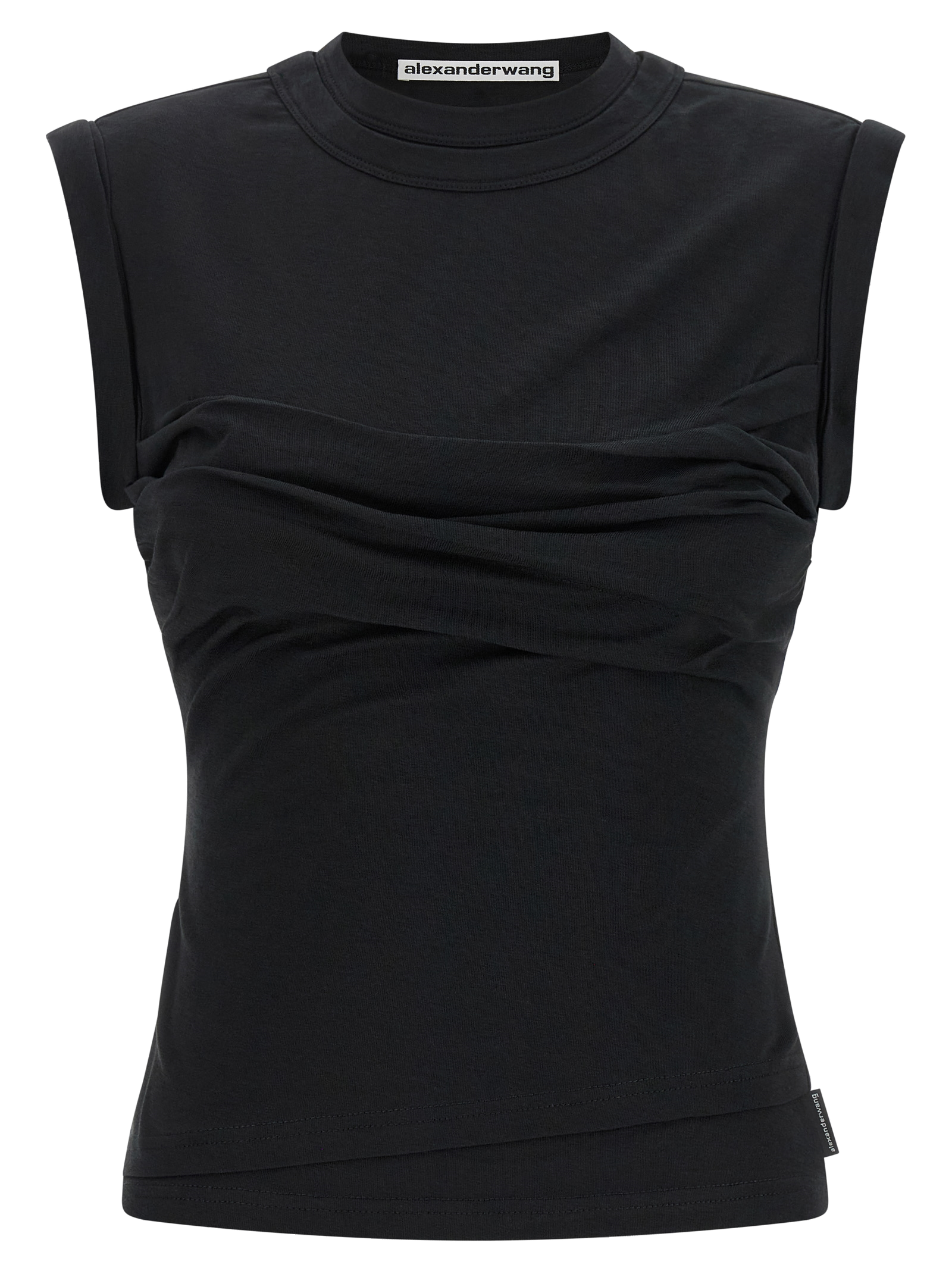 Twisted Bust Layered Tank Top — Black