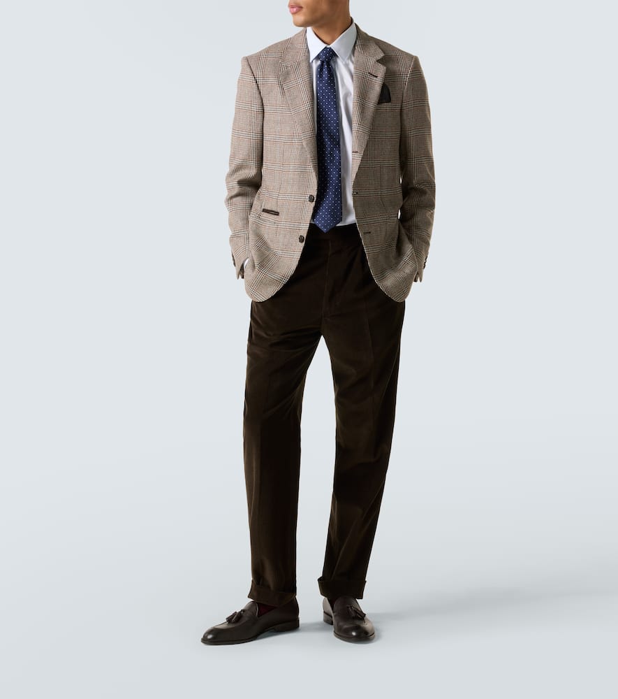 Cotton and cashmere corduroy straight pants
