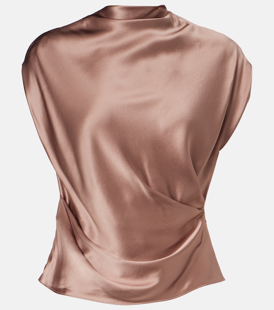 Draped silk satin top