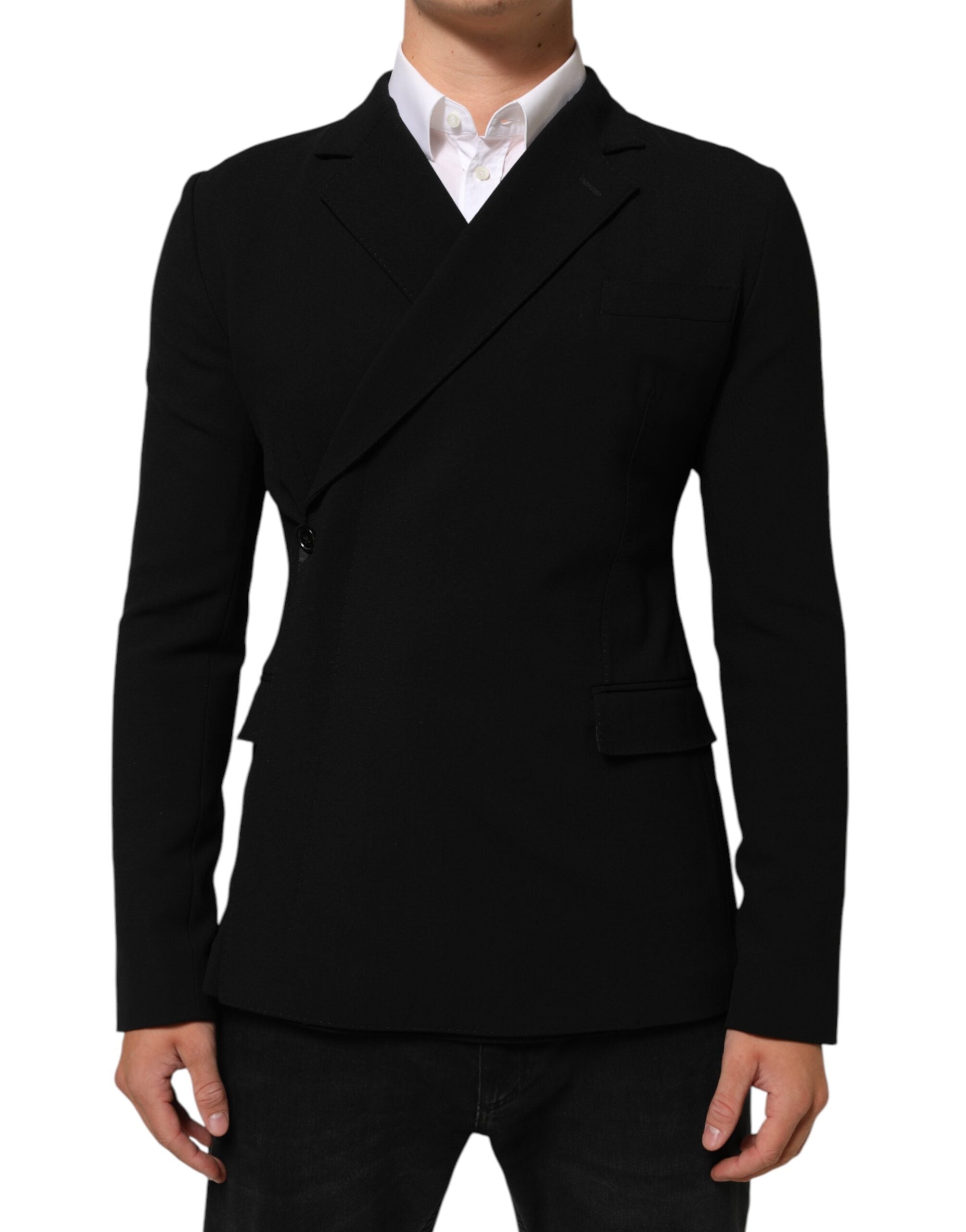 Double-Breasted Wool Blazer — Black