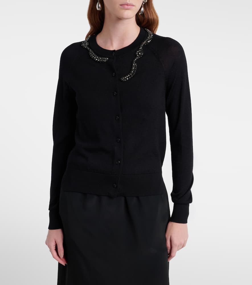 Embellished wool and silk cardigan