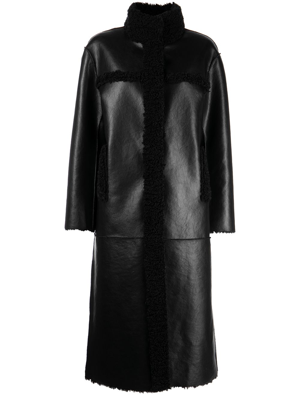 Noir reversible faux-shearling coat - Black