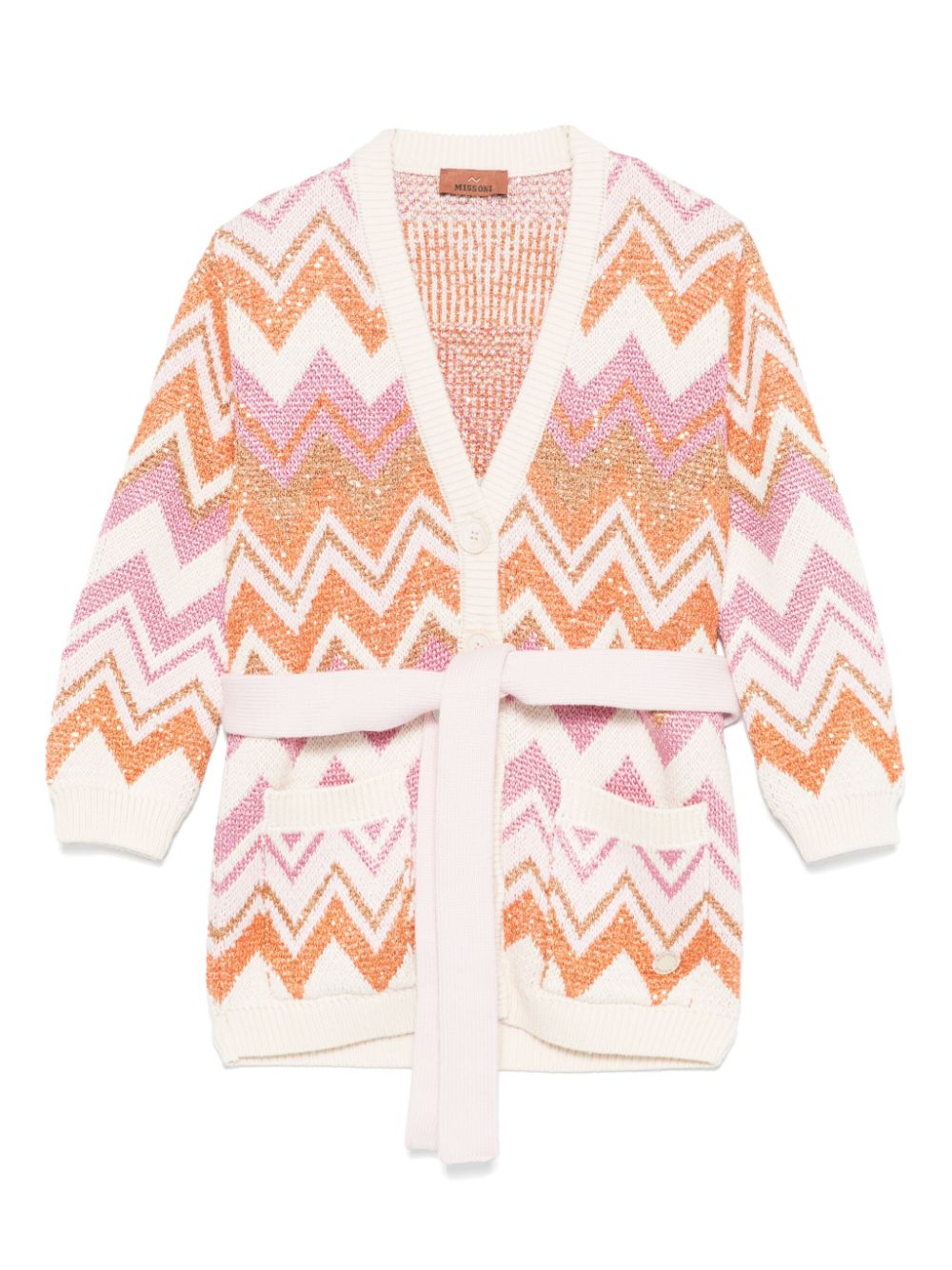 Zigzag-woven cardigan - White
