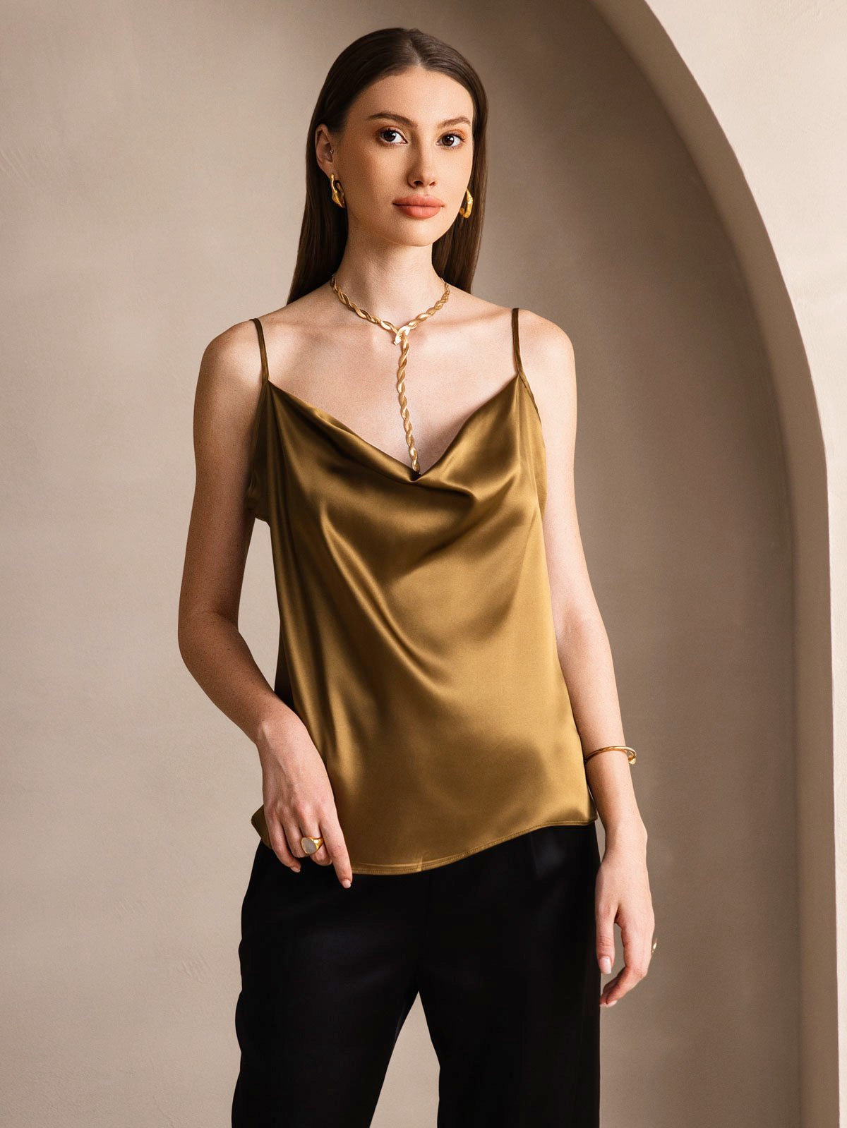 19Momme Silk Cowl Neck Camisoles