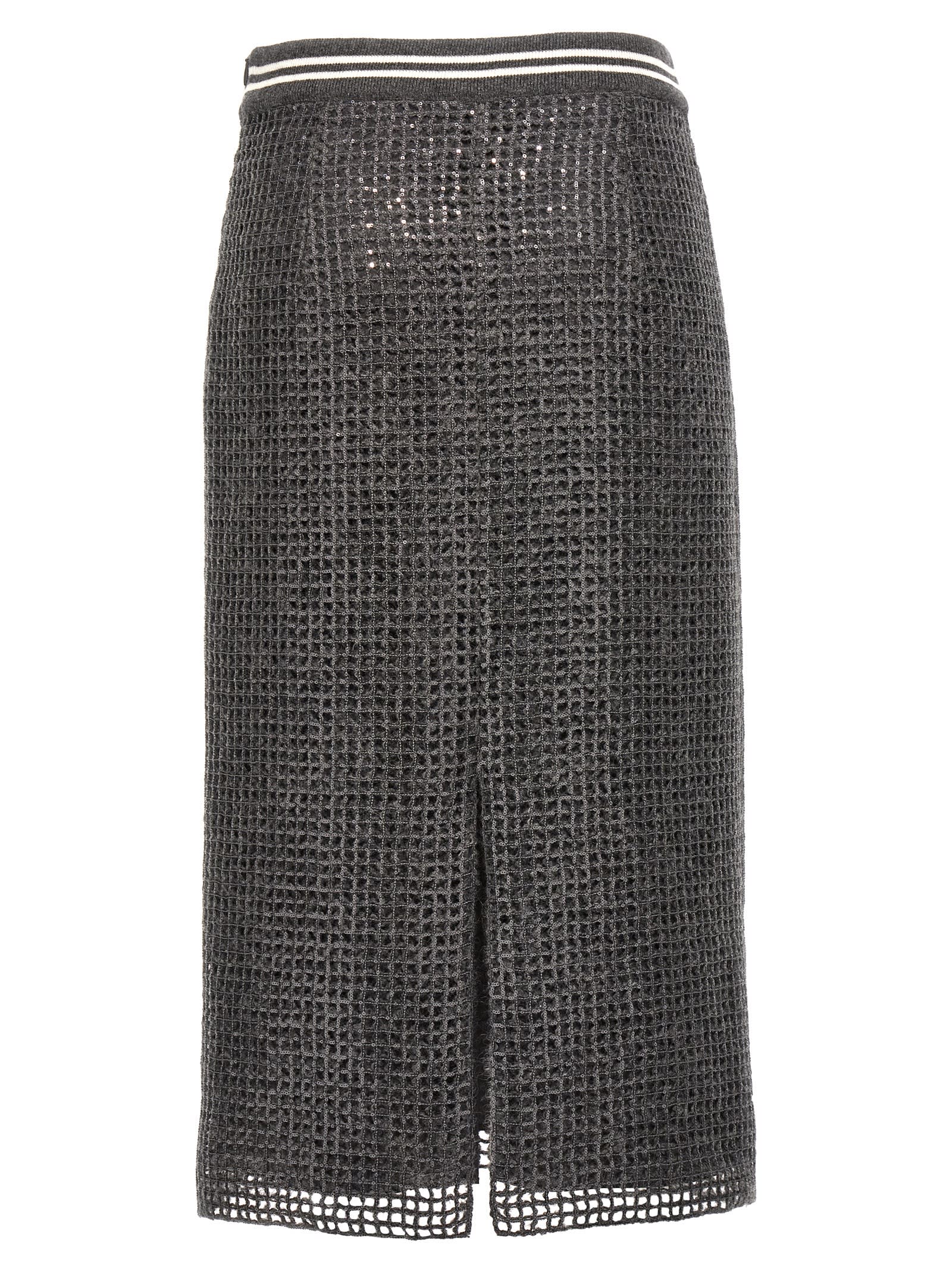 Sequin-embellished midi skirt - Grey