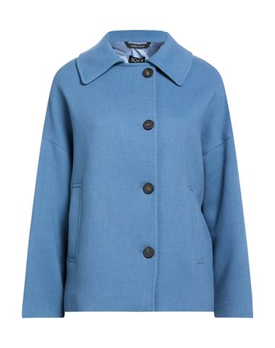 Woman Coat Slate blue Size 6 Polyester, Viscose, Elastane