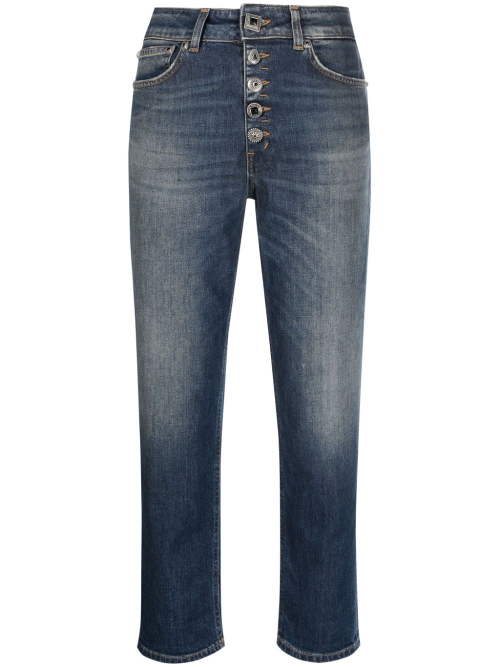 Button-fly cropped jeans - Blue