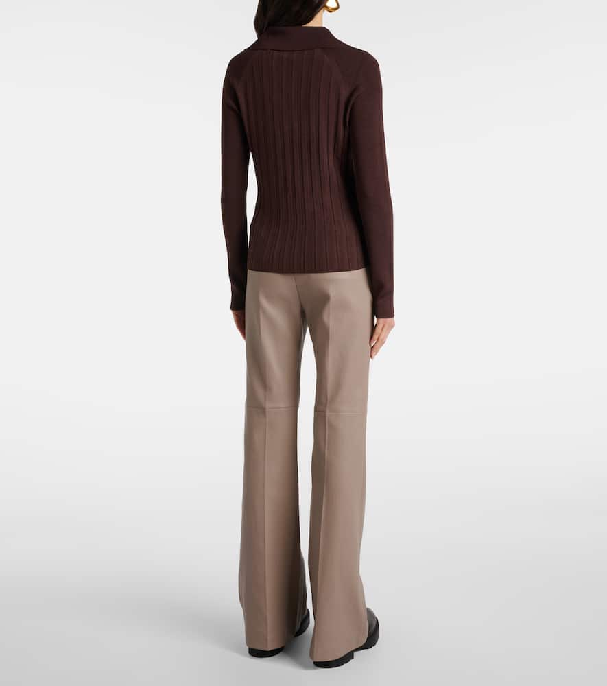 Ribbed-knit polo sweater