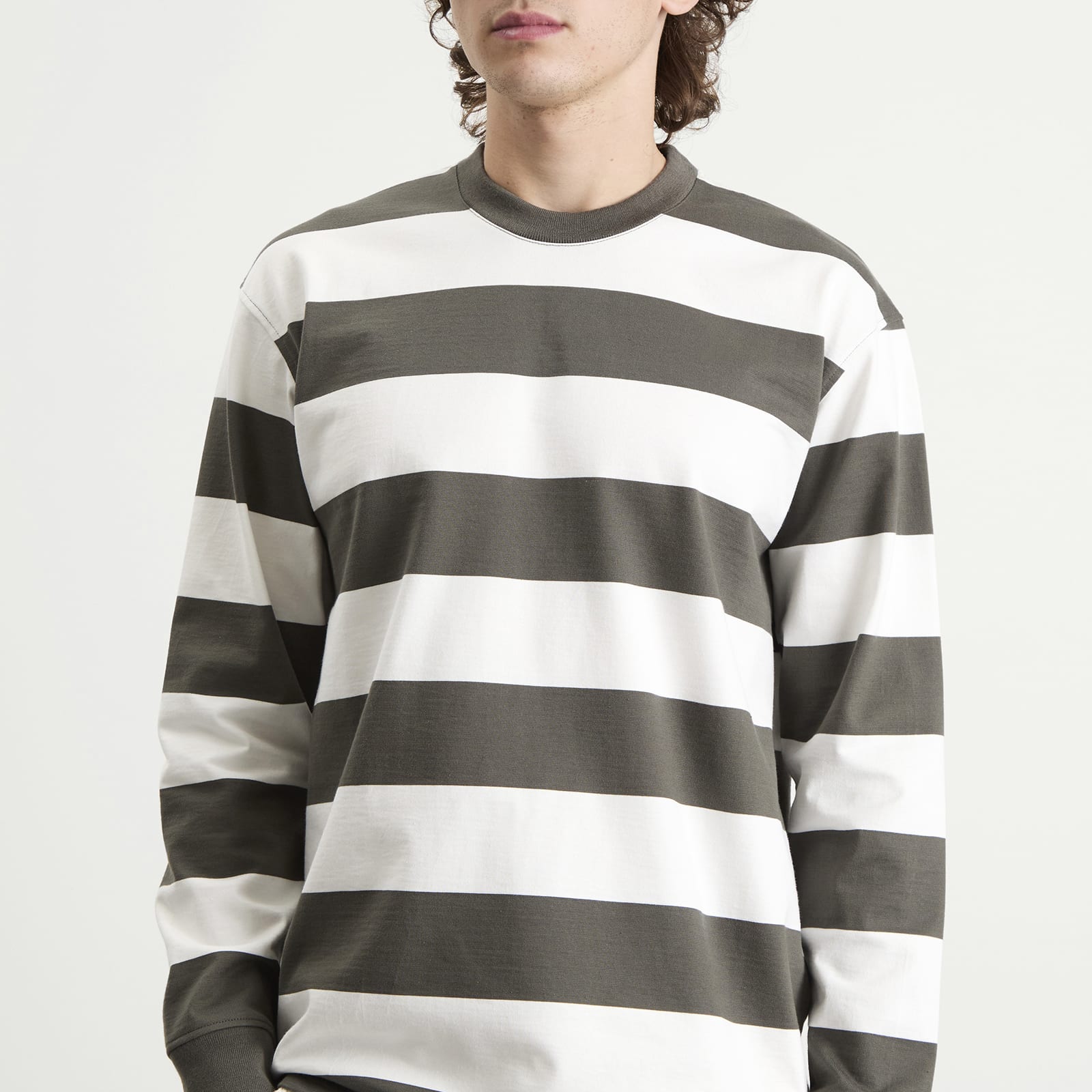 Men's Long Sleeve Wide Stripe T-Shirt Chimera/Milk