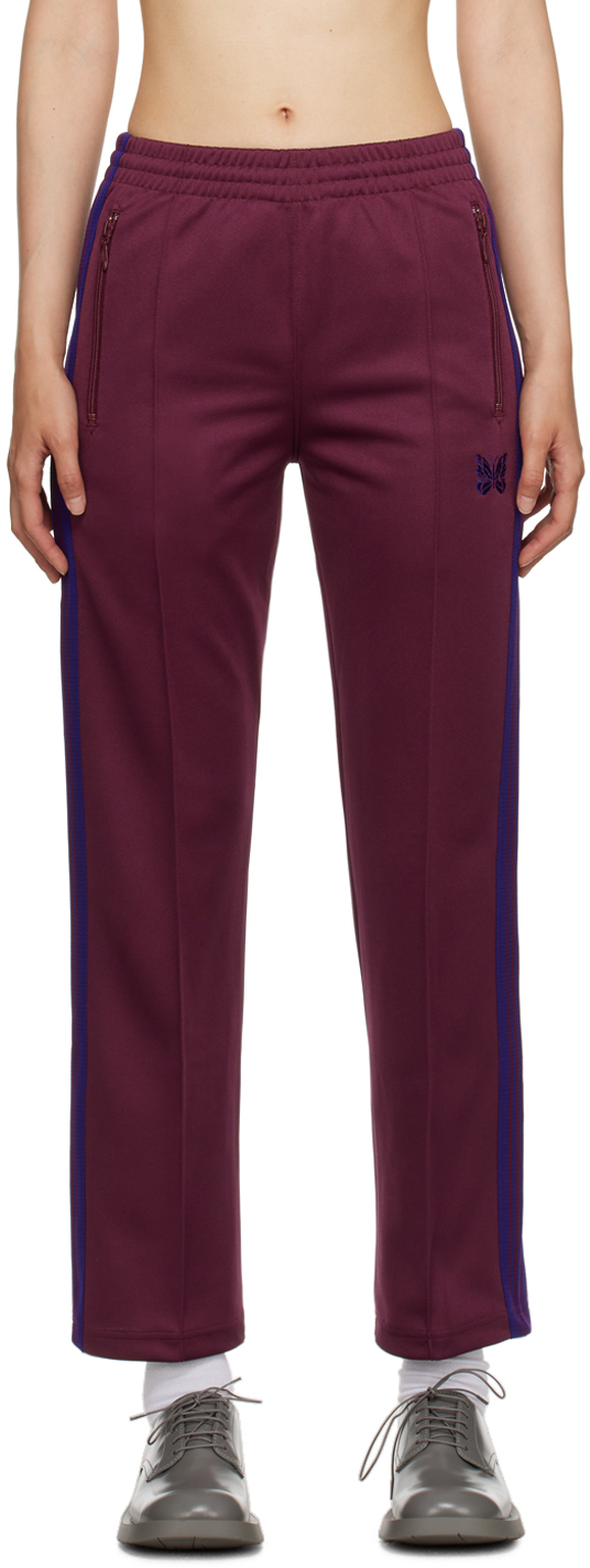 Burgundy Striped Track Pants