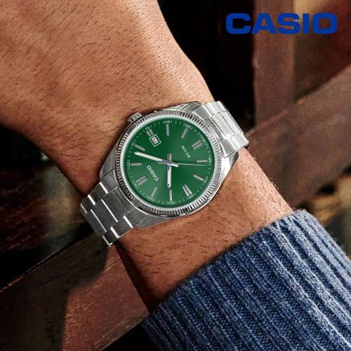 Casio 백화점AS 카시오 빈티지 그린 MTP-1302PD-3AVDF 클래식 데일리 메탈시계 남여공용 손목시계 지코스모 공식수입