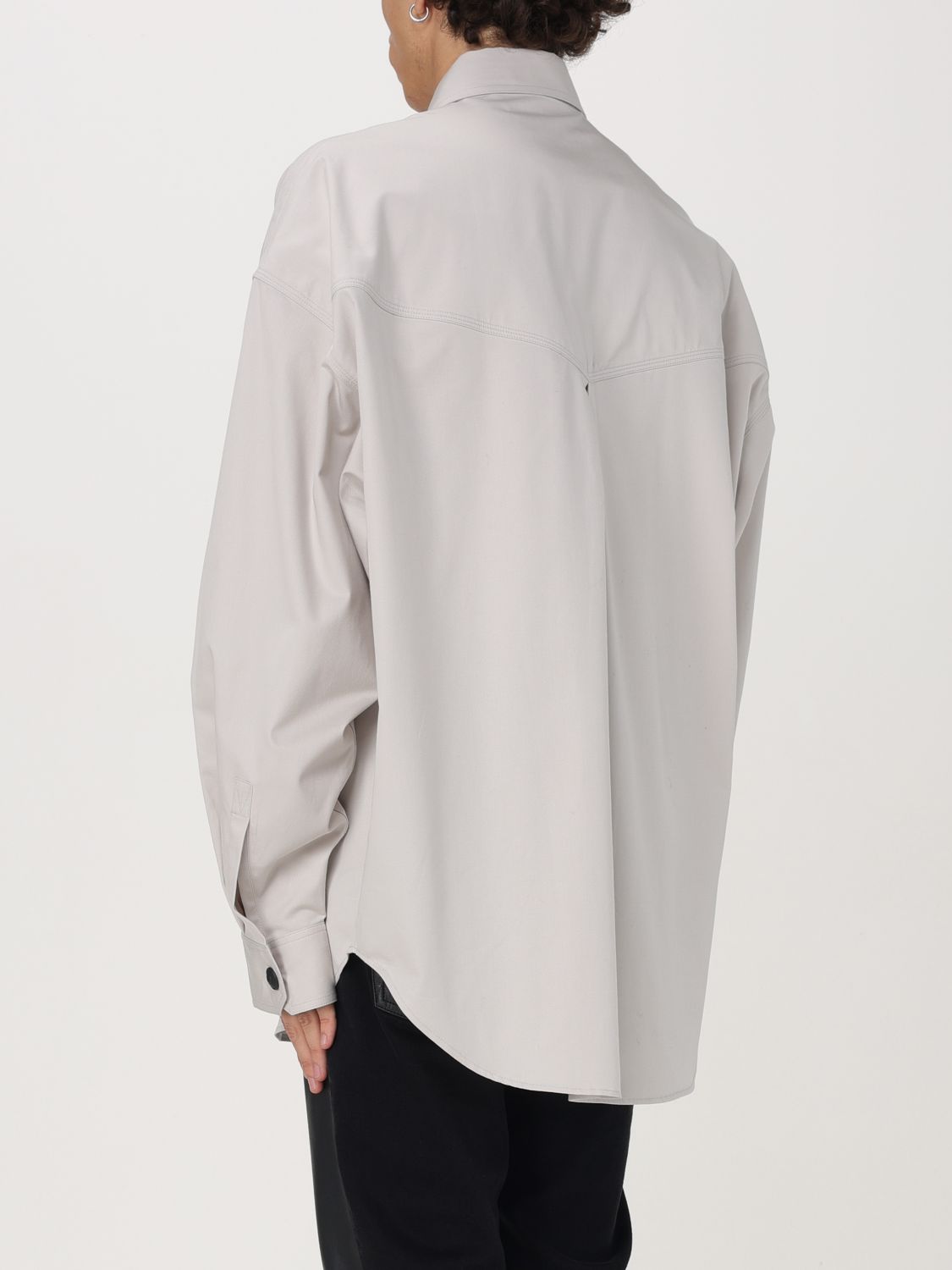 Press-stud cotton shirt - Grey