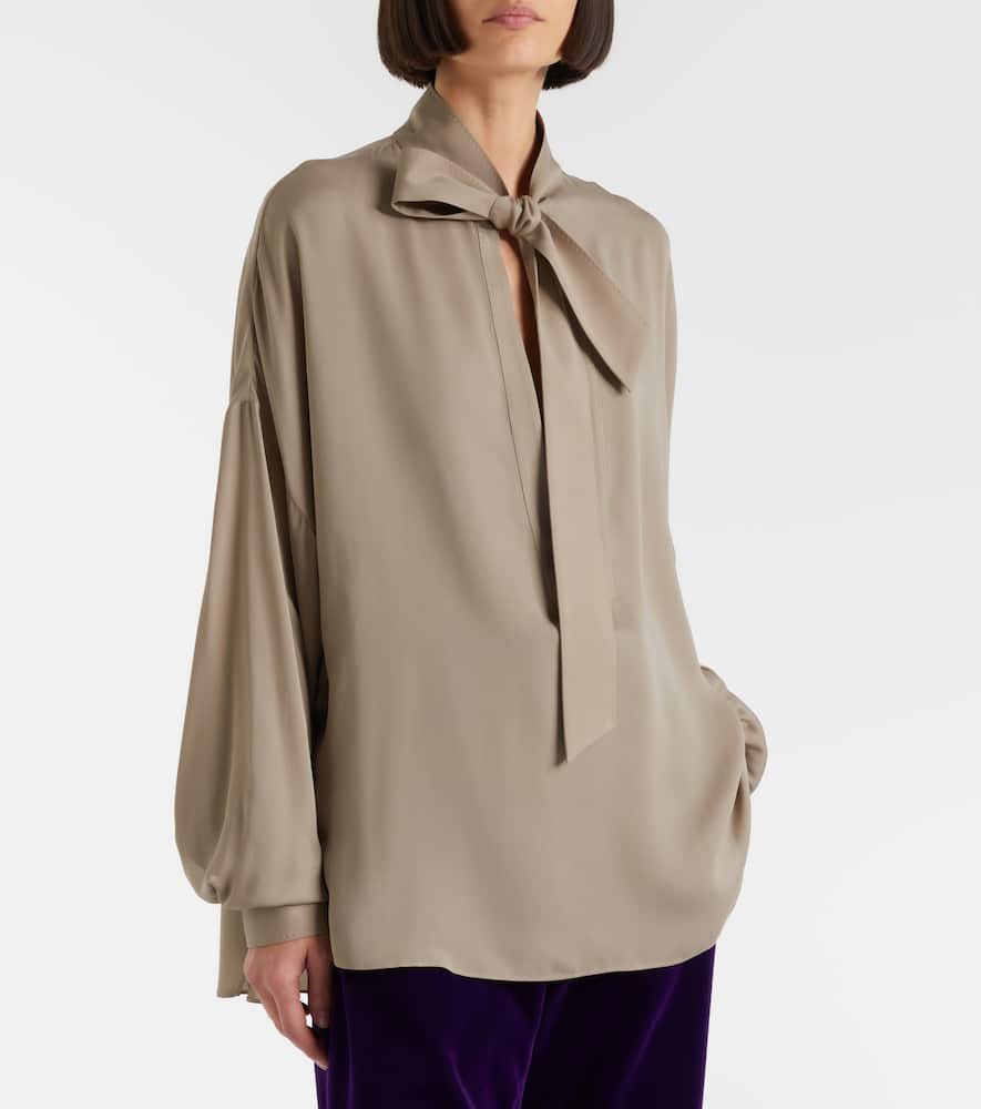Tie-neck silk georgette blouse