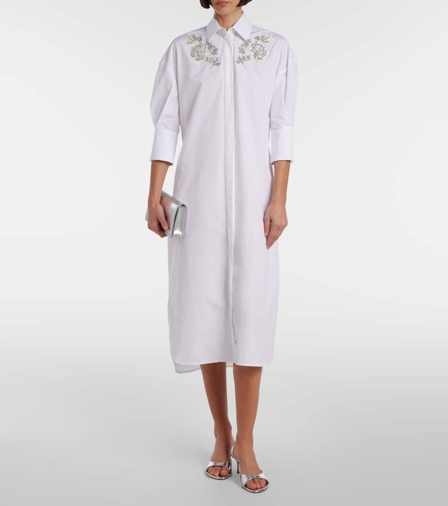 Embroidered cotton poplin shirt dress