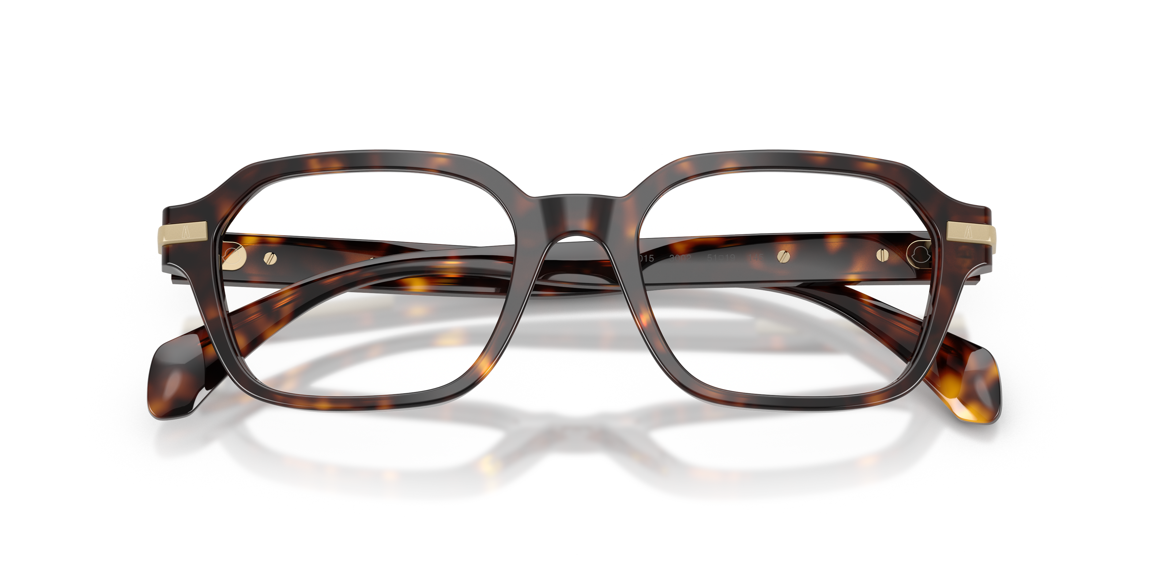Moncler Unisex Moncler ME2015 3002 Monturas ópticas Acetato Tortuga Transparente Geométrico Norma