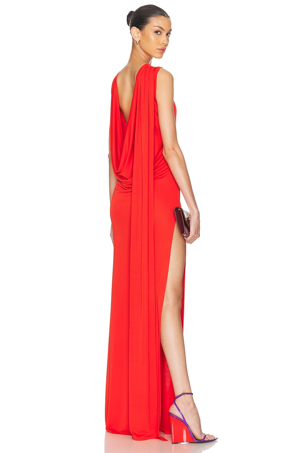 Sid Neigum Floor Length Reversible Cowl Dress in Metallic Gold