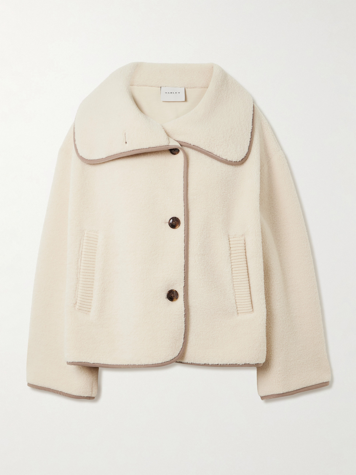 Romane Jersey-trimmed Fleece Jacket - Cream