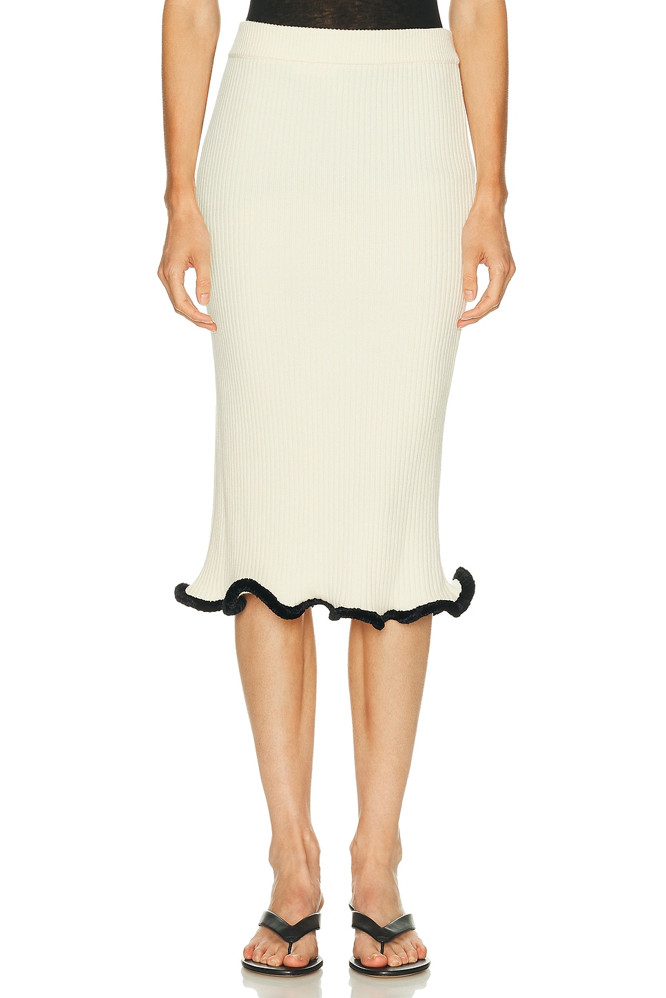 Jil Sander Velvet Frill Skirt in Cloud - Ivory.  42 also in